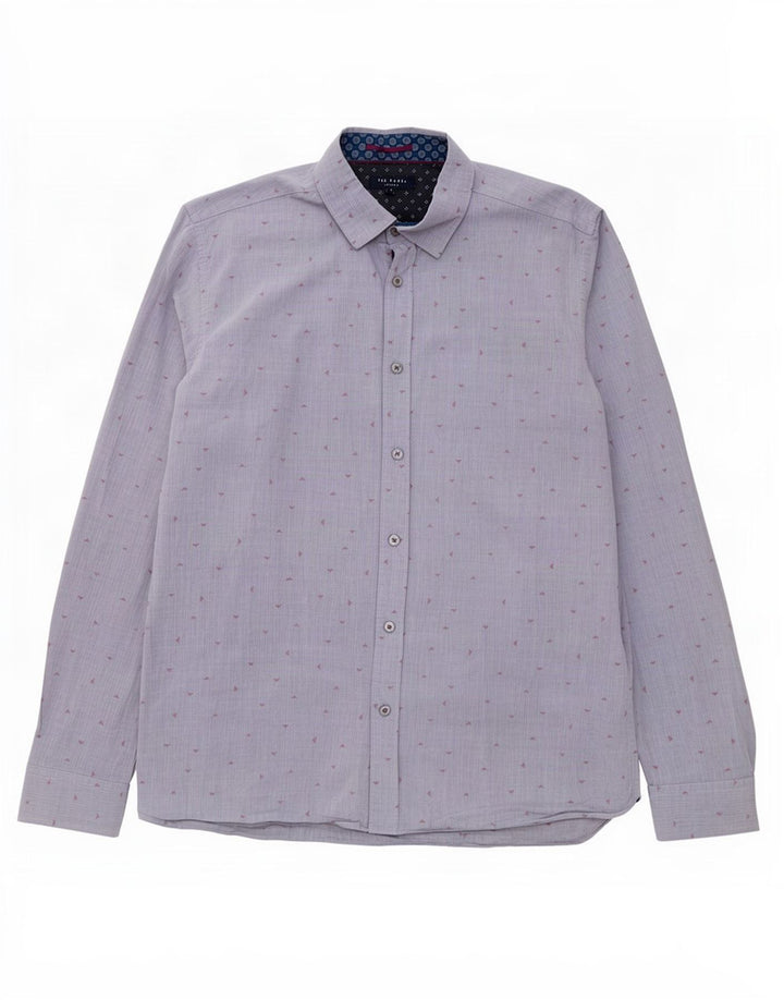 Ted Baker Ανδρικό πουκάμισο Abstract Pattern Μέγεθος 4 Μεγάλο γκρι βαμβακερό