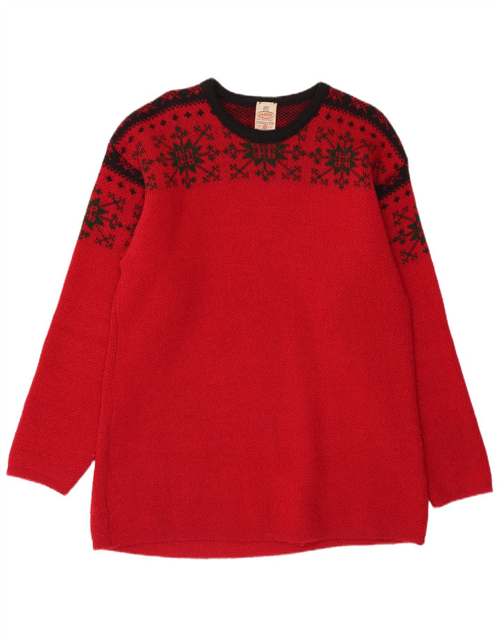 Ανδρικό πουλόβερ JANUS Crew Neck Jumper IT 50 Medium Red Fair Isle Wool