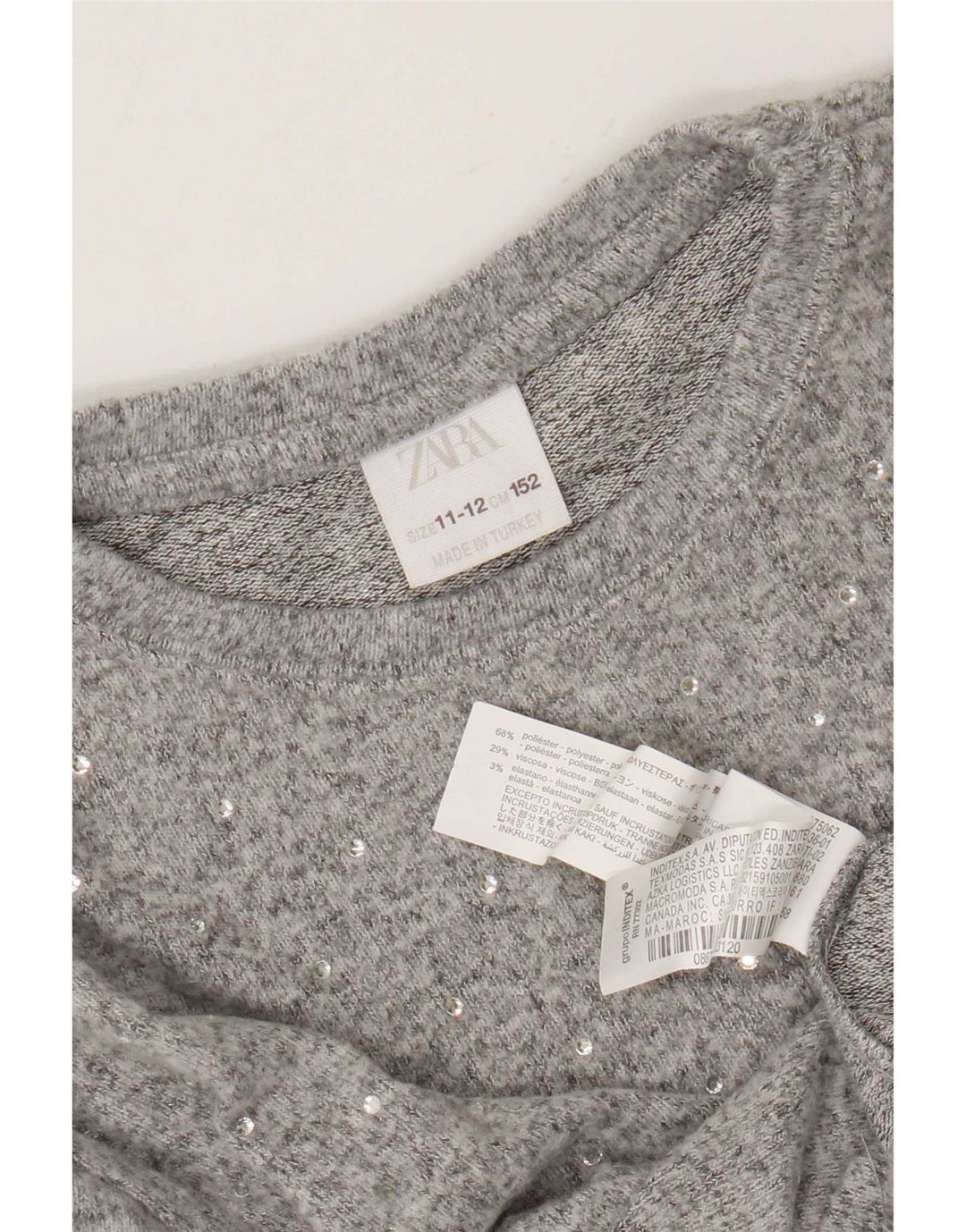 Πουλόβερ Zara Girls Crew Neck Jumper 11-12 Years Grey Polyester