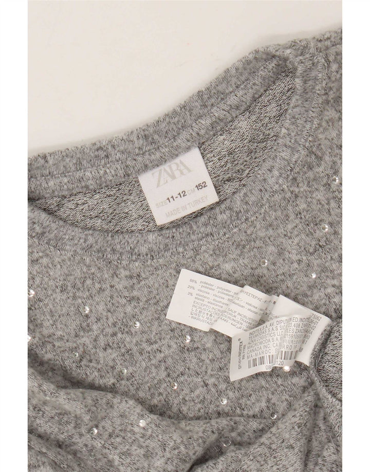 Πουλόβερ Zara Girls Crew Neck Jumper 11-12 Years Grey Polyester