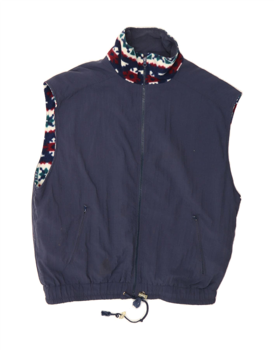 PACO CALVARI Mens Graphic Reversible Gilet UK 42 XL Navy Blue Polyester Vintage Paco Calvari and Second-Hand Paco Calvari from Messina Hembry 
