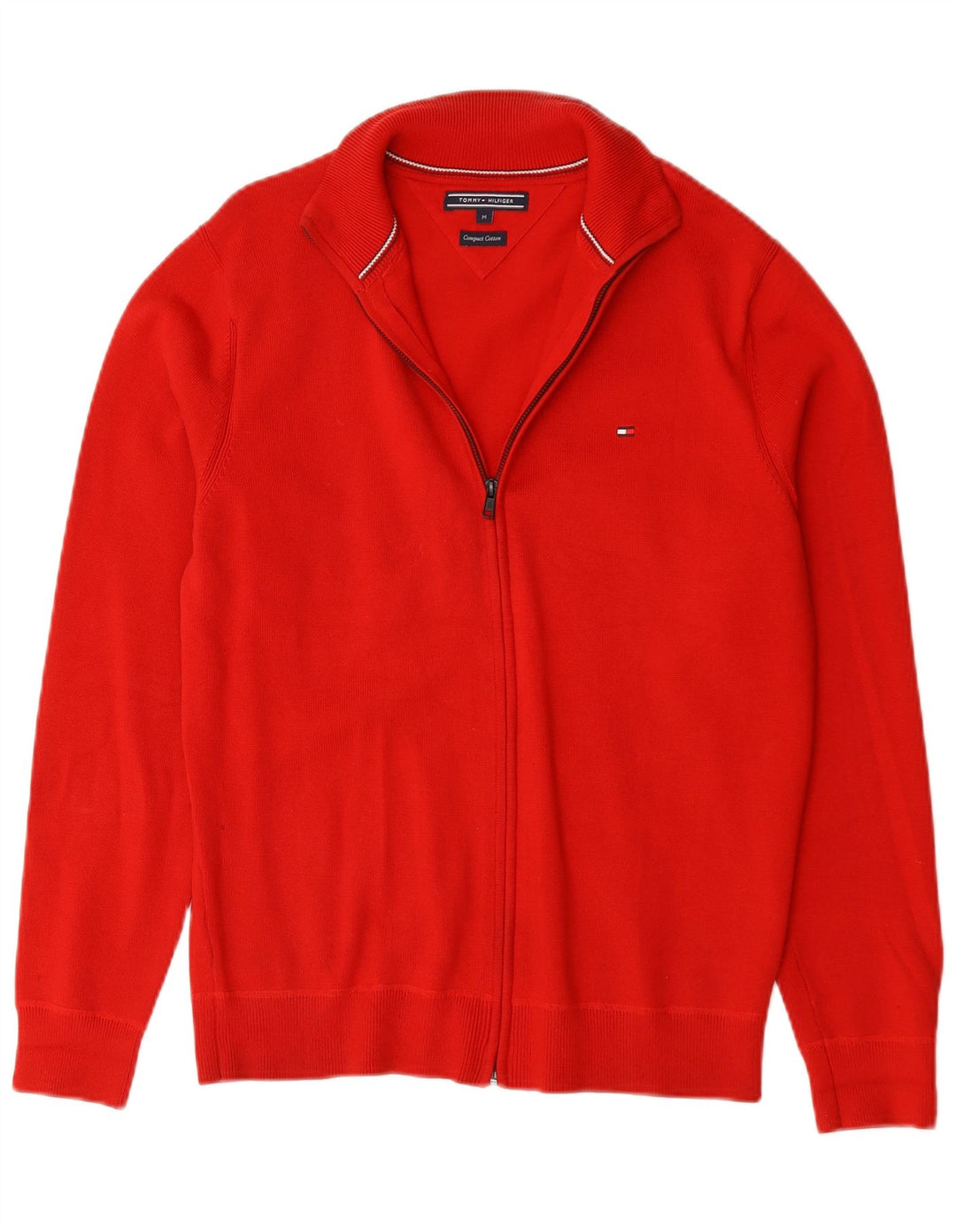 Ανδρικό πουλόβερ με ζακέτα Tommy Hilfiger, μεσαίο κόκκινο βαμβακερό