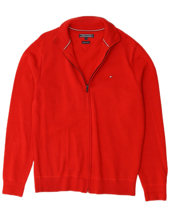 Ανδρικό πουλόβερ με ζακέτα Tommy Hilfiger, μεσαίο κόκκινο βαμβακερό