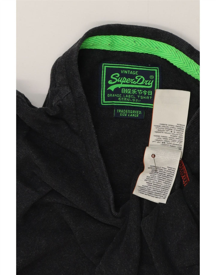 Γυναικείο T-Shirt SUPERDRY Top UK 16 μεγάλο γκρι βαμβακερό