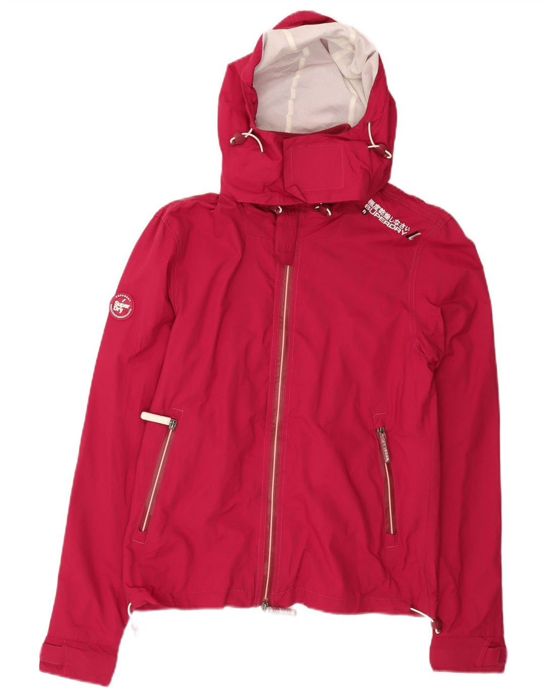 Γυναικείο μπουφάν βροχής με κουκούλα SUPERDRY UK 10 Small Red Nylon