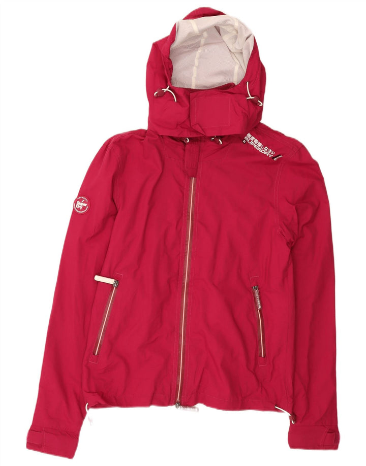 Γυναικείο μπουφάν βροχής με κουκούλα SUPERDRY UK 10 Small Red Nylon