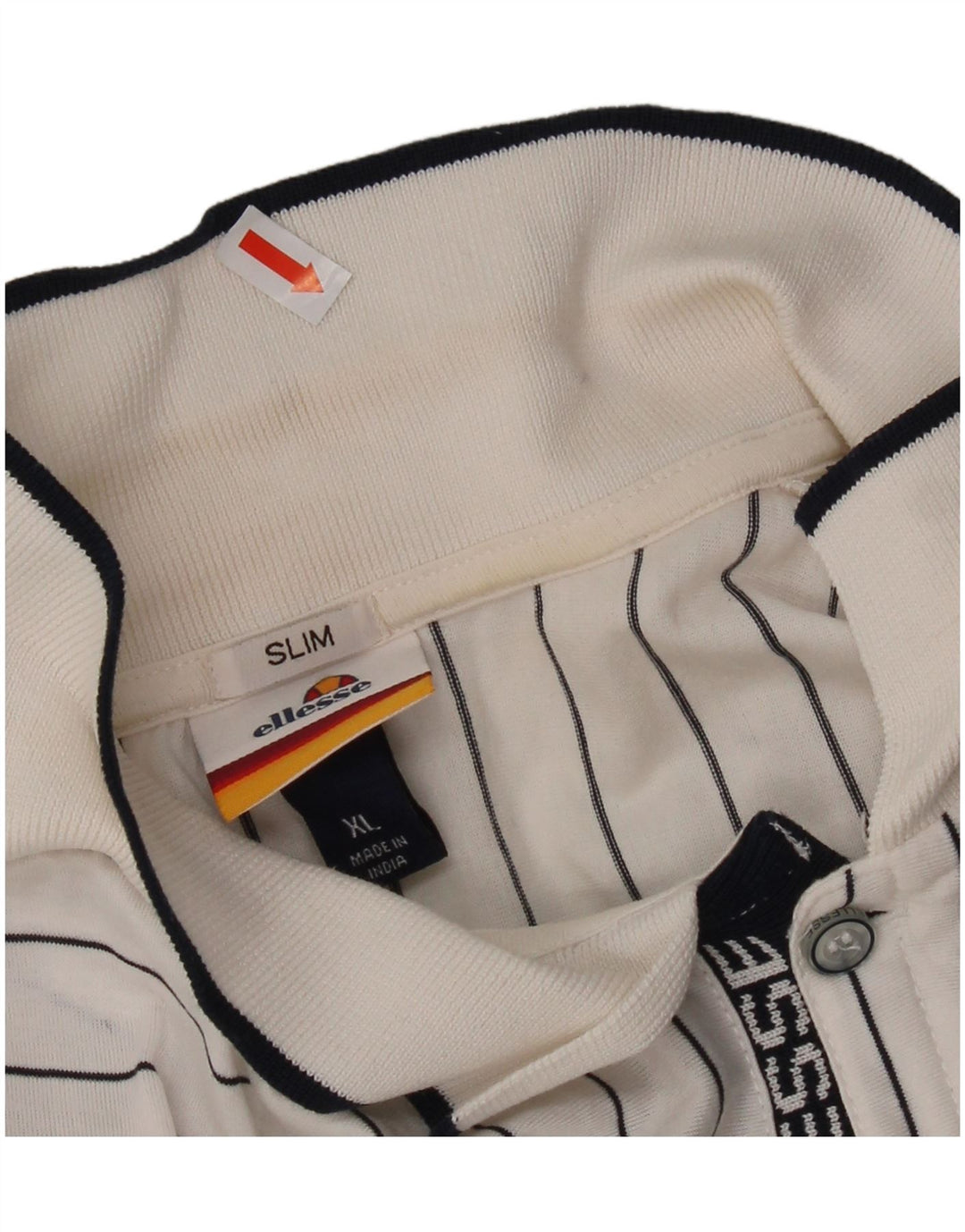 Ellesse Ανδρικό Slim Πόλο Μπλουζάκι XL Λευκό βαμβακερό ριγέ