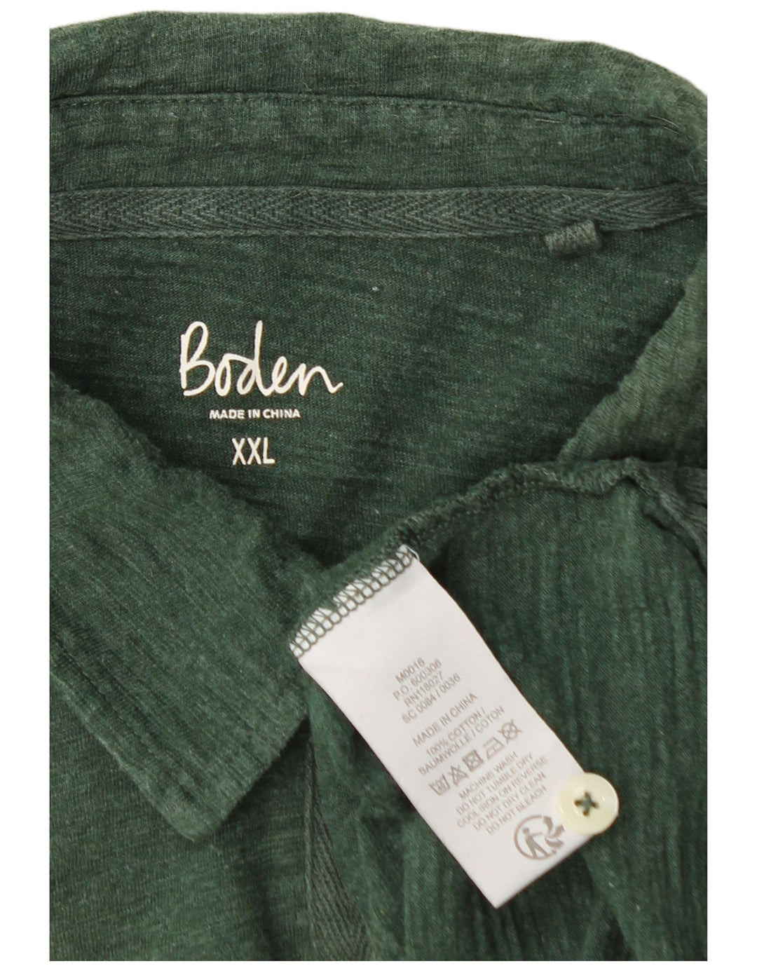 BODEN Ανδρικό μακρυμάνικο μπλουζάκι πόλο 2XL πράσινο βαμβακερό