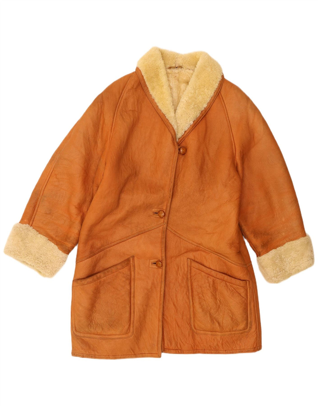 Trussardi Γυναικείο Παλτό Shearling UK 18 XL Δερμάτινο μπεζ