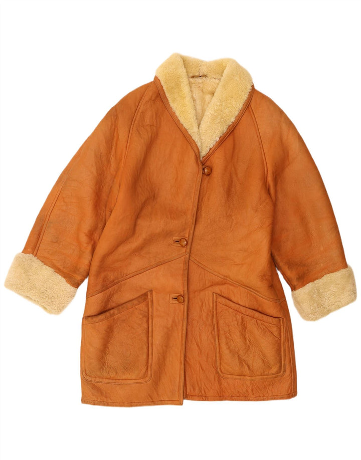 Trussardi Γυναικείο Παλτό Shearling UK 18 XL Δερμάτινο μπεζ