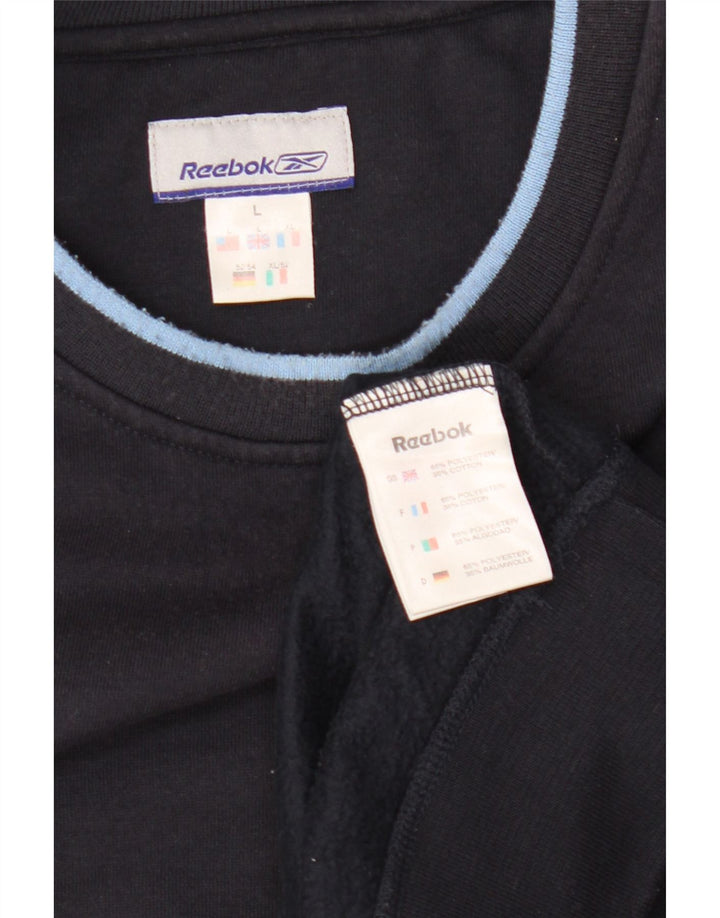 REEBOK Mens Sweatshirt Jumper Large Navy Blue Polyester