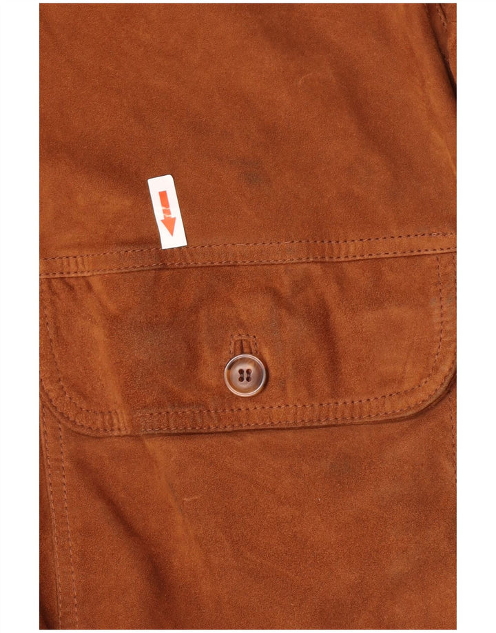 Vintage Ανδρικό Suede Bomber Jacket IT 52 XL Καφέ Δερμάτινο Ρετρό