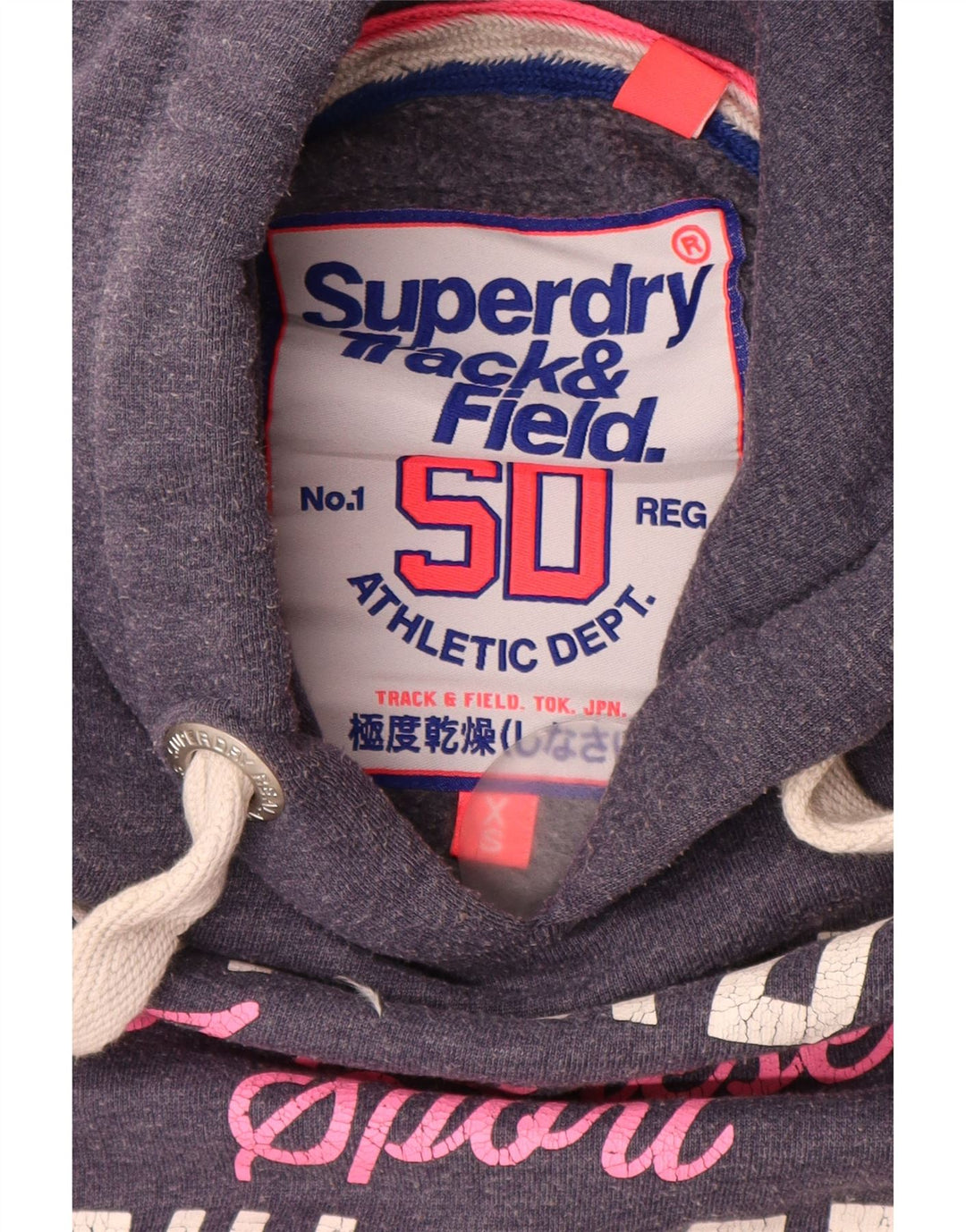 Γυναικείο γραφικό κουκούλα SUPERDRY UK 6 XS Navy Blue Cotton