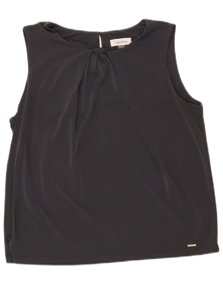 Calvin Klein Γυναικεία αμάνικη μπλούζα Crop Top UK 18 XL Grey Polyester