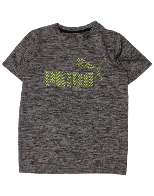 Puma Boys Graphic T-shirt Top 7-8 ετών Small Grey Flecked Polyester