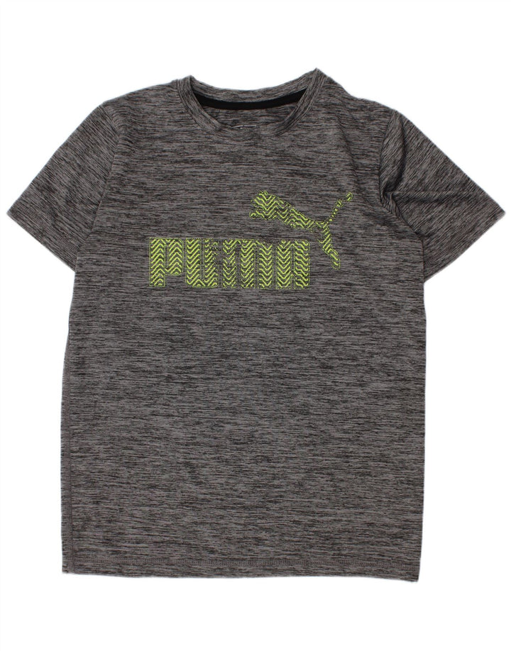 Puma Boys Graphic T-shirt Top 7-8 ετών Small Grey Flecked Polyester