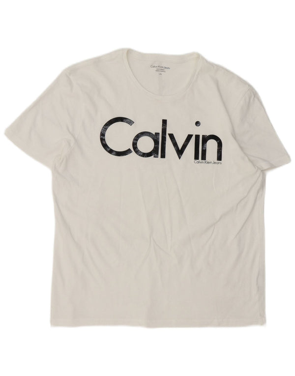Γυναικείο γραφικό μπλουζάκι Calvin Klein Jeans Top UK 16 Large White