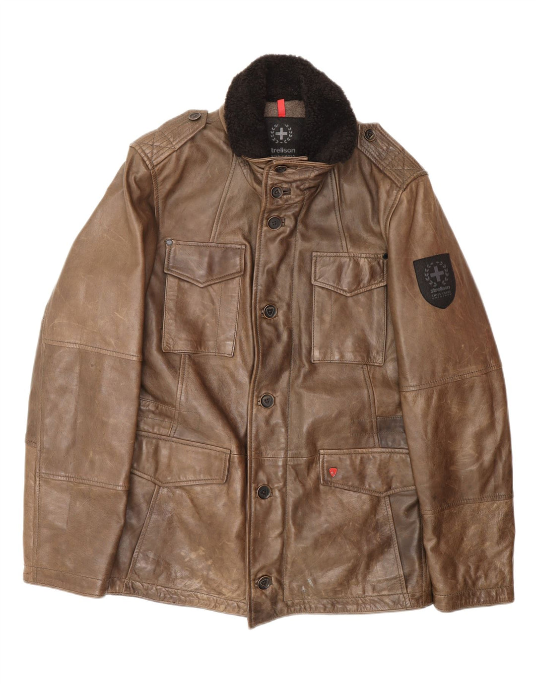 STRELLSON Ανδρικό Δερμάτινο Μπουφάν IT 48 Δερμάτινο Μεσαίο Καφέ