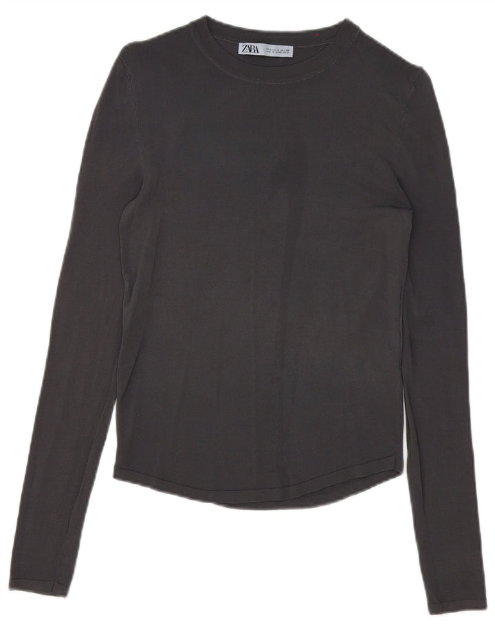 Zara Γυναικείο τοπ μακρυμάνικο UK 10 Small Grey Viscose