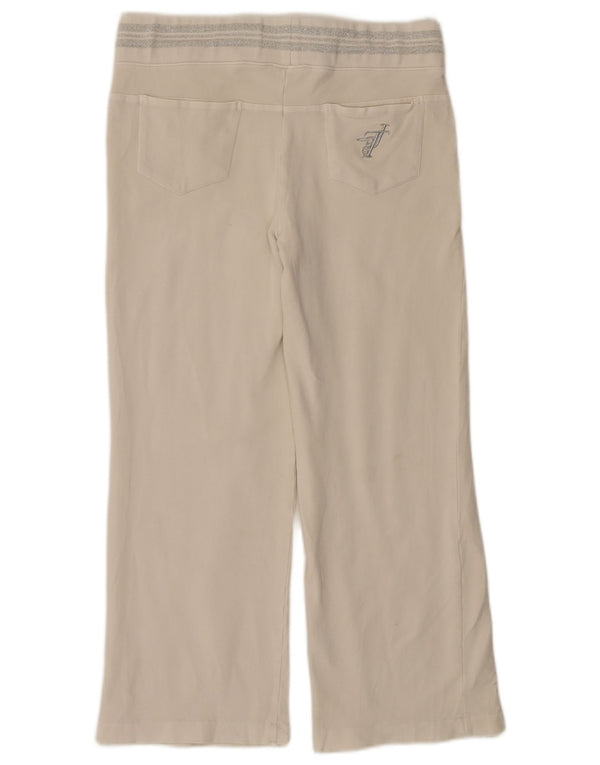 Γυναικεία αθλητική φόρμα TRUSSARDI Παντελόνι UK 14 Βαμβακερό μεσαίο σε ανοιχτό λευκό