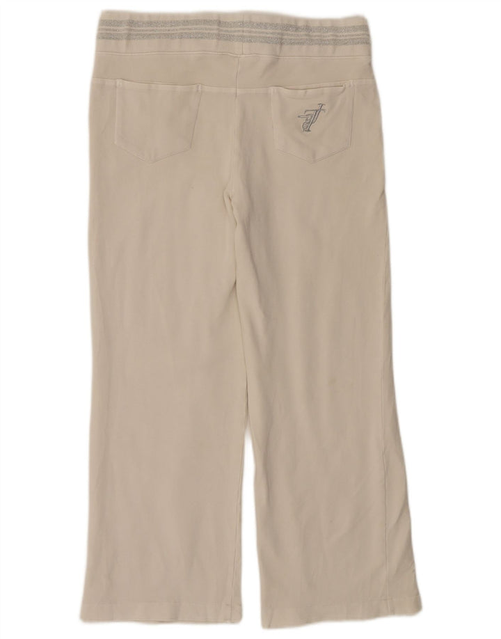 Γυναικεία αθλητική φόρμα TRUSSARDI Παντελόνι UK 14 Βαμβακερό μεσαίο σε ανοιχτό λευκό