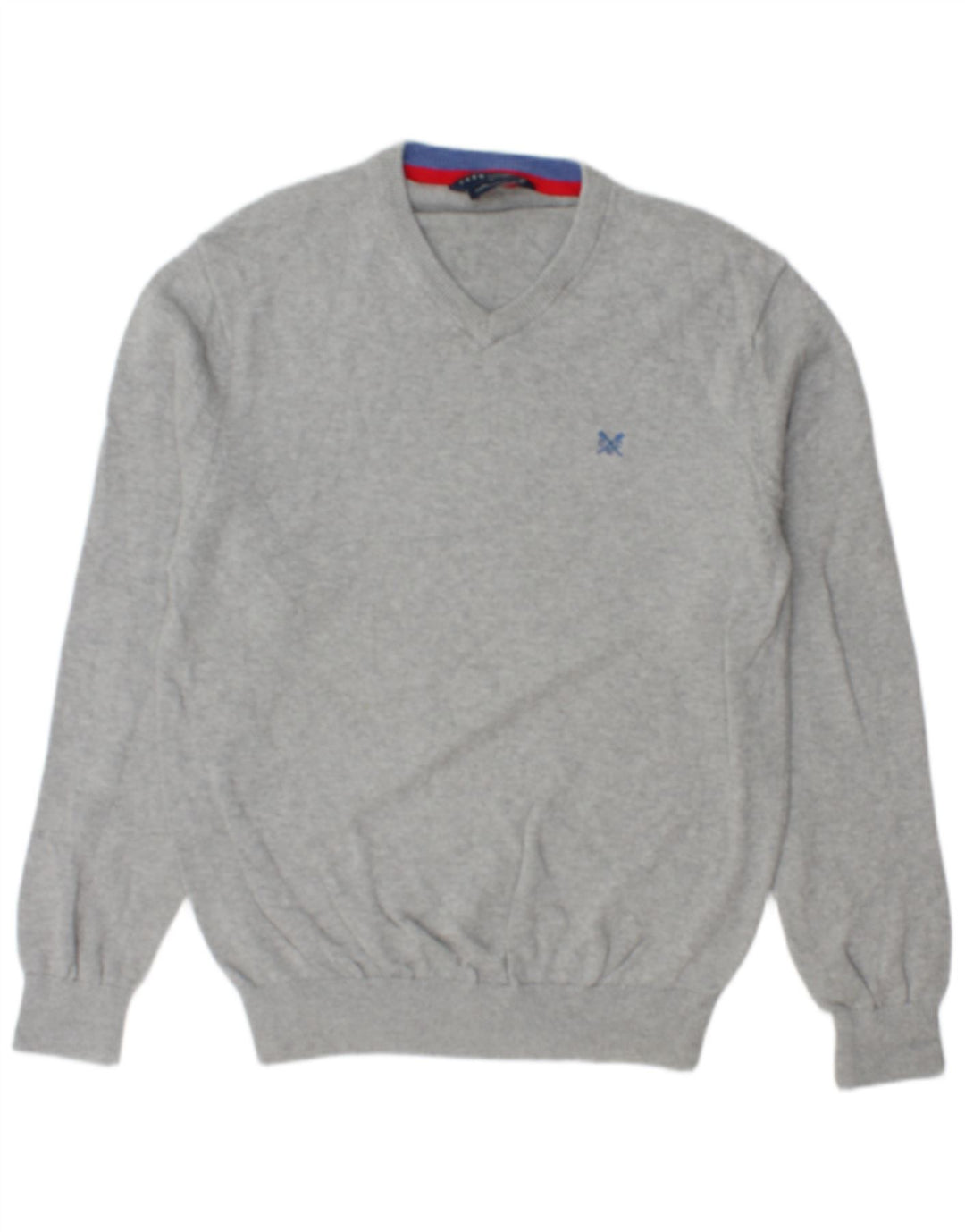 CREW CLOTHING Ανδρικό πουλόβερ πουλόβερ με λαιμόκοψη σε μεσαίο γκρι βαμβάκι
