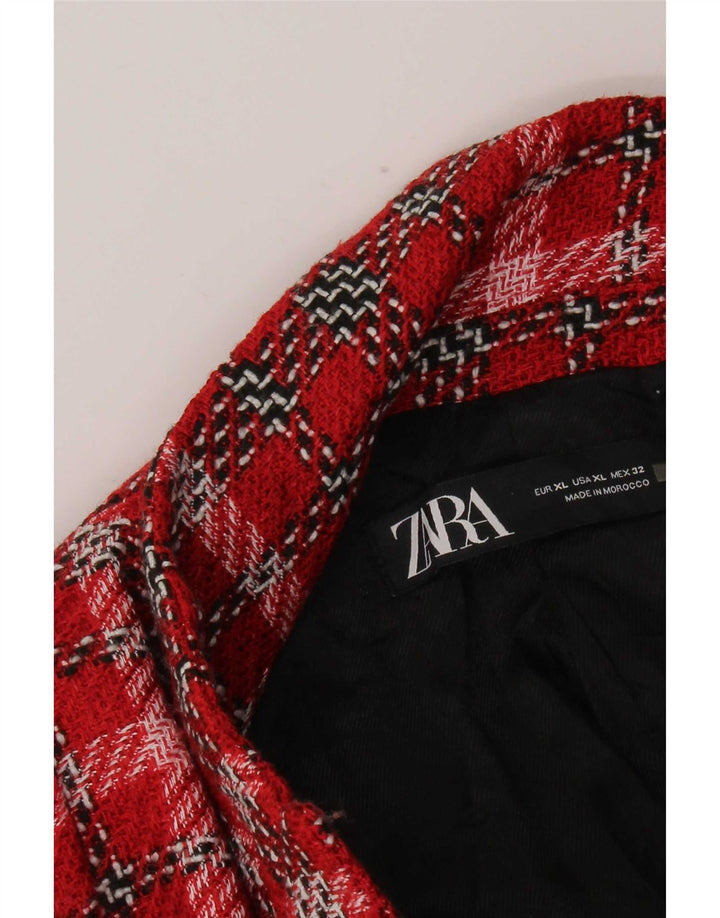 Zara Γυναικείο Μπουφάν Blazer με διπλό στήθος UK 18 XL Red Check