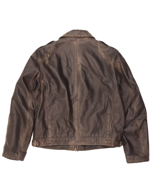 Vintage Ανδρικό Στρατιωτικό Δερμάτινο Μπουφάν IT 56 3XL Καφέ