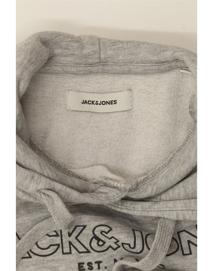 JACK & JONES Mens Graphic Hoodie Jumper Medium Grey Cotton Vintage Jack & Jones and Second-Hand Jack & Jones from Messina Hembry 