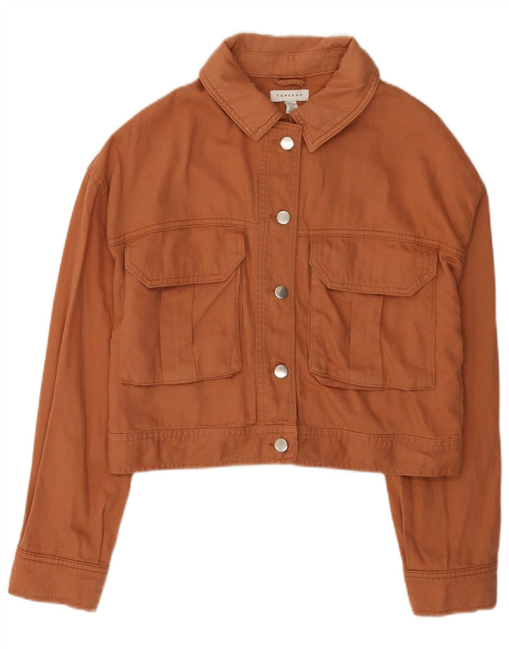 Topshop Γυναικείο Crop Oversized Τζιν μπουφάν UK 10 Small πορτοκαλί βαμβακερό
