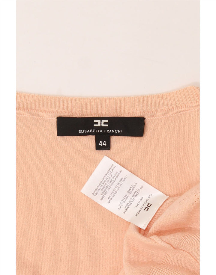 ELISABETTA FRANCHI Womens Boat Neck Jumper Sweater IT 44 Medium Beige Vintage Elisabetta Franchi and Second-Hand Elisabetta Franchi from Messina Hembry 