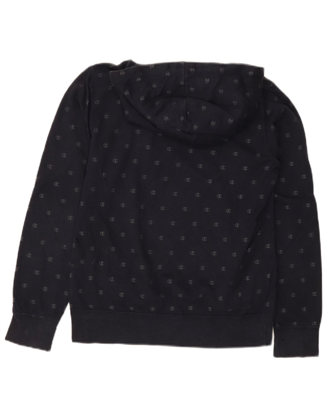 CHAMPION Γυναικείο Γραφικό Hoodie Jumper UK 12 Medium Navy Blue Cotton