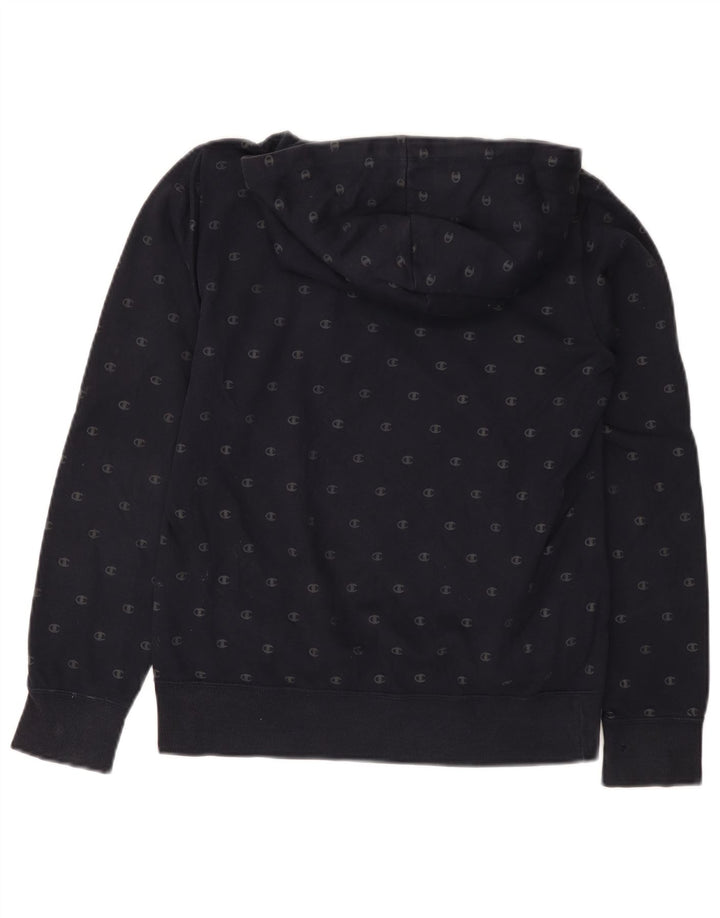 CHAMPION Γυναικείο Γραφικό Hoodie Jumper UK 12 Medium Navy Blue Cotton