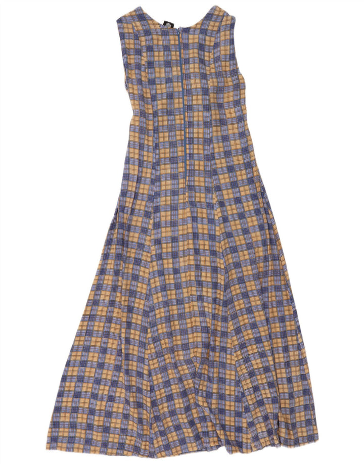 We Be Bop Γυναικείο Αμάνικο Maxi Φόρεμα UK 12 Medium Blue Check Rayon