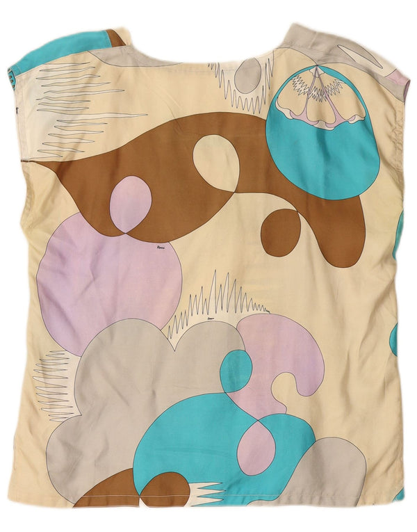 VINTAGE Γυναικεία Abstract Pattern Μπλούζα Top UK 14 Medium πολύχρωμη