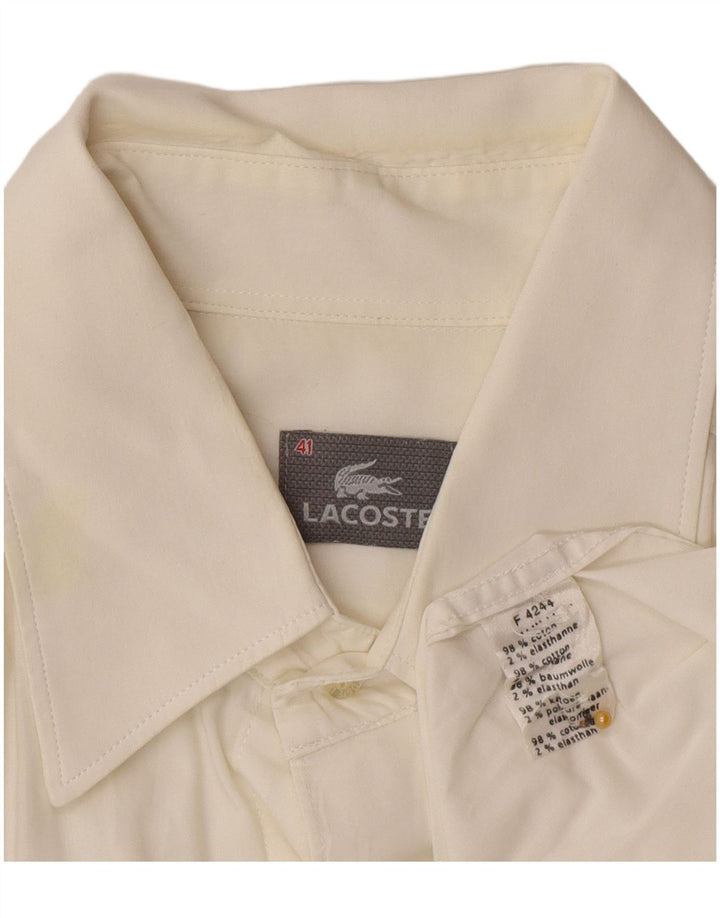 Ανδρικό πουκάμισο Lacoste Νούμερο 41 Μεγάλο από λευκό βαμβακερό