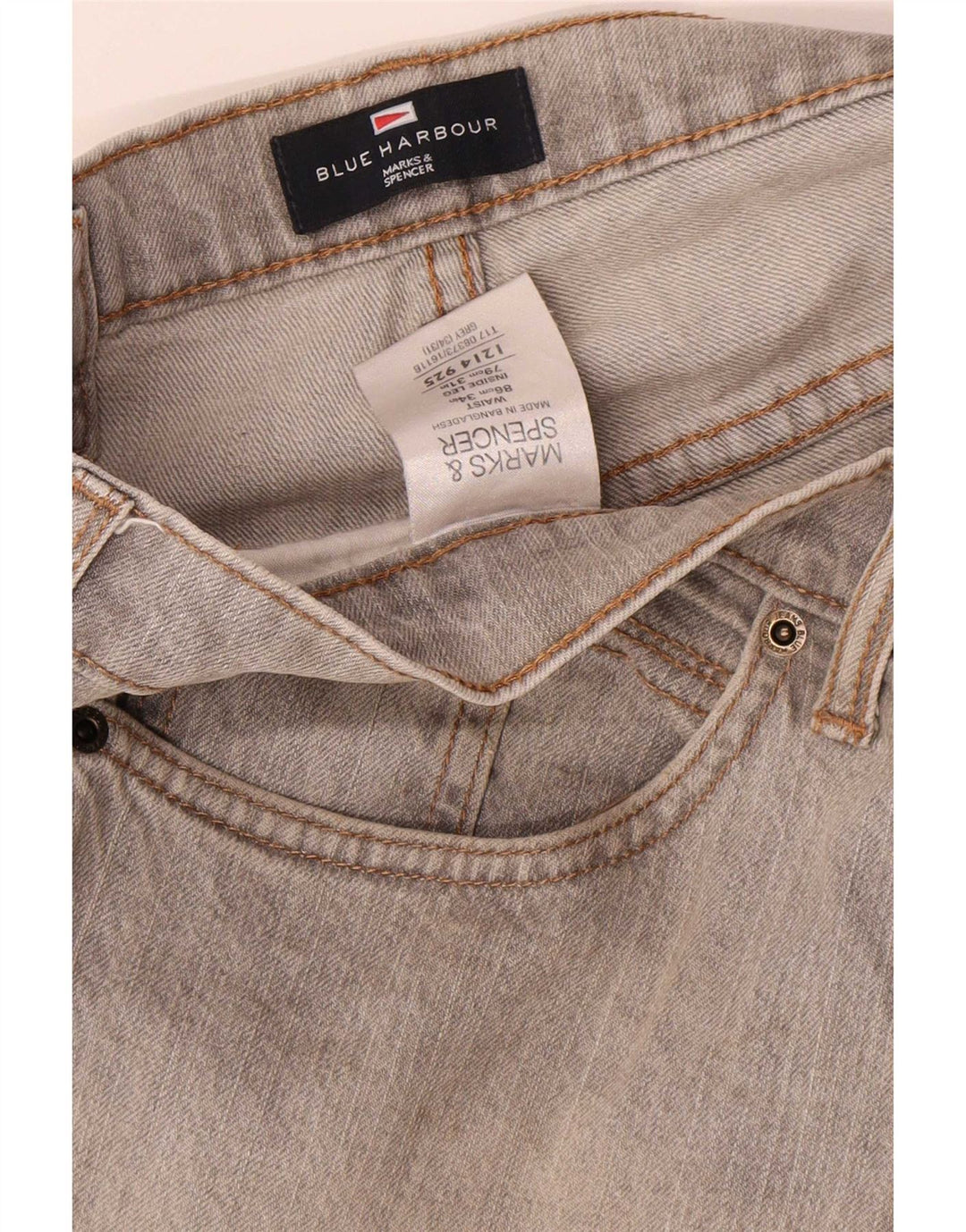 Ανδρικό τζιν Marks & Spencer Blue Harbor Straight W34 L31 Γκρι βαμβακερό