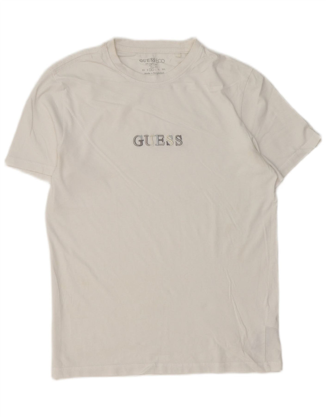 Ανδρικό γραφικό μπλουζάκι Guess Slim Fit Top Μεσαίο λευκό βαμβακερό
