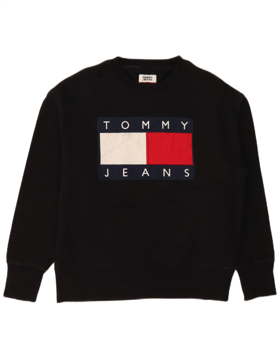 TOMMY HILFIGER Ανδρικό γραφικό φούτερ Jumper μεγάλο μαύρο βαμβακερό
