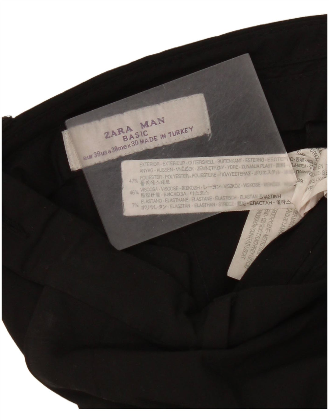 Zara Ανδρικό ίσιο παντελόνι EU 38 Small W30 L35 Μαύρο πολυεστέρα
