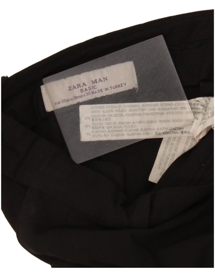 Zara Ανδρικό ίσιο παντελόνι EU 38 Small W30 L35 Μαύρο πολυεστέρα