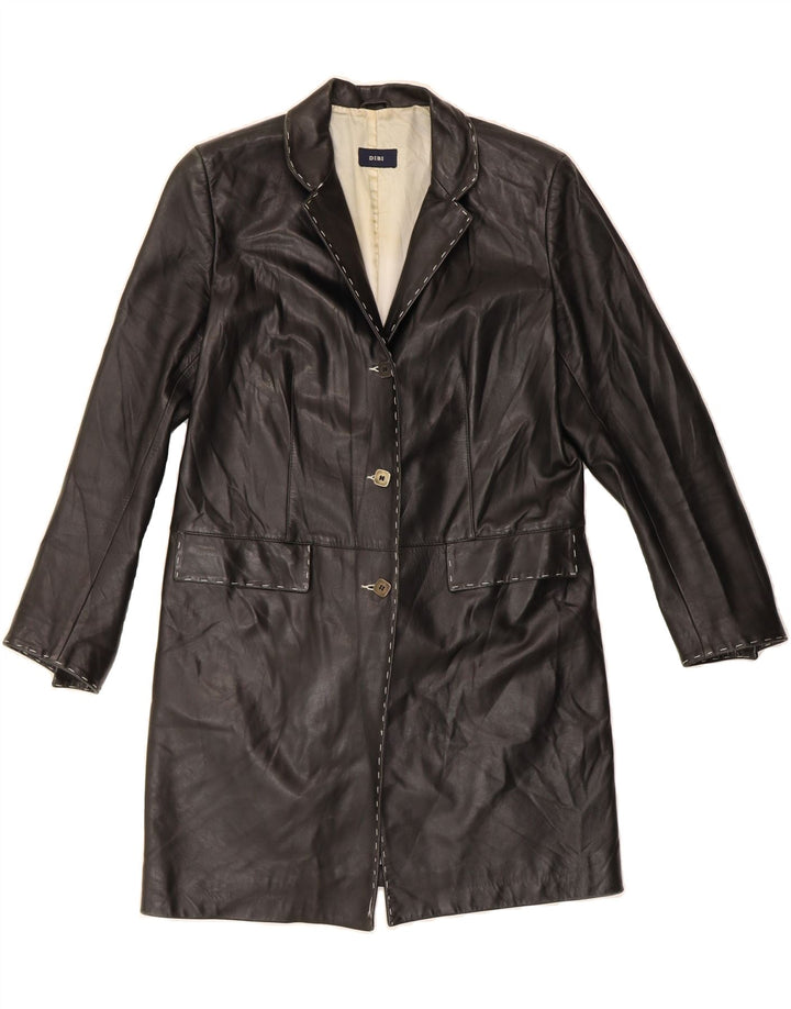 VINTAGE Womens Leather Coat UK 14 Medium Black Vintage Vintage and Second-Hand Vintage from Messina Hembry 