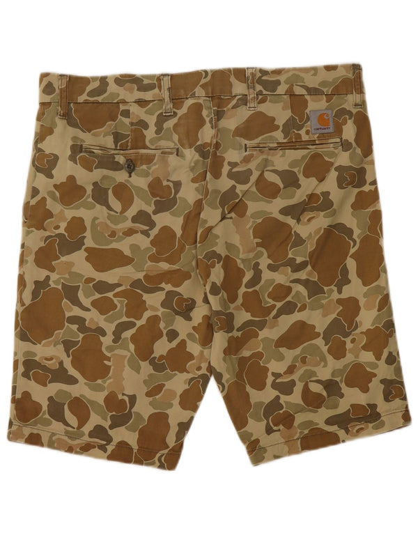 CARHARTT Mens Bermuda Chino Shorts W32 Medium  Khaki Camouflage Cotton