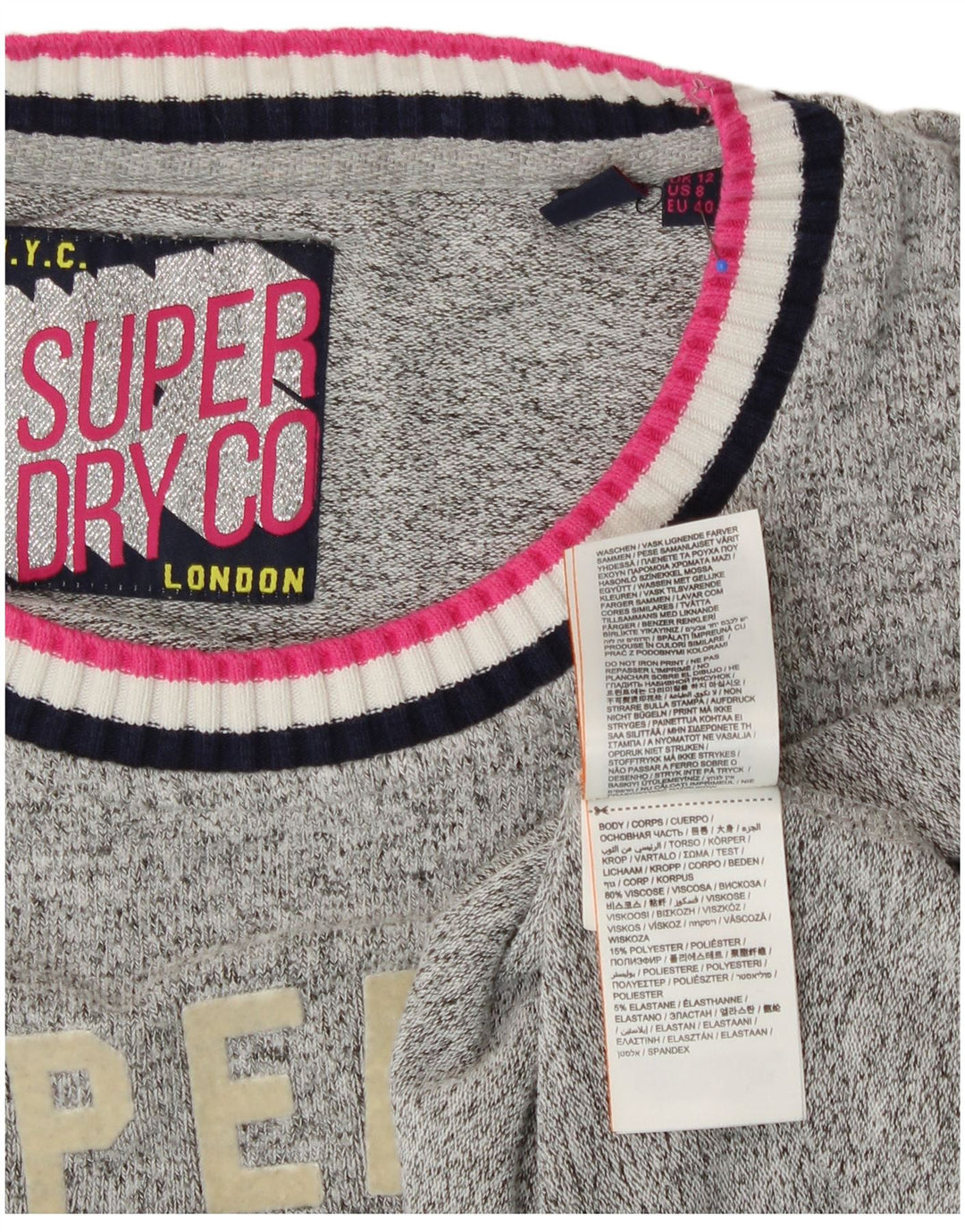 Γυναικείο γραφικό φούτερ SUPERDRY Jumper UK 12 Medium Grey Viscose