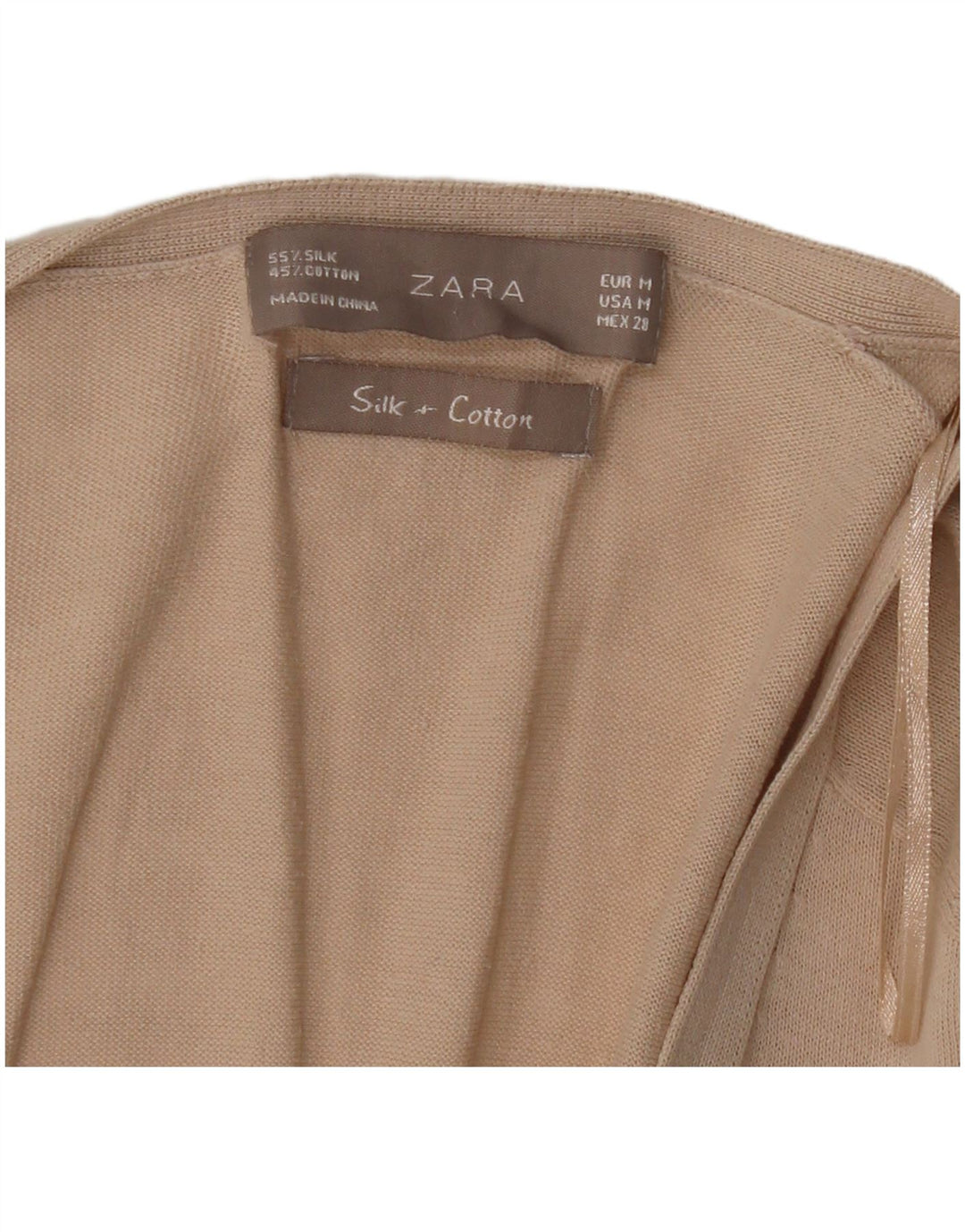 Zara Γυναικεία Ζακέτα Longline UK 14 Medium Beige Silk