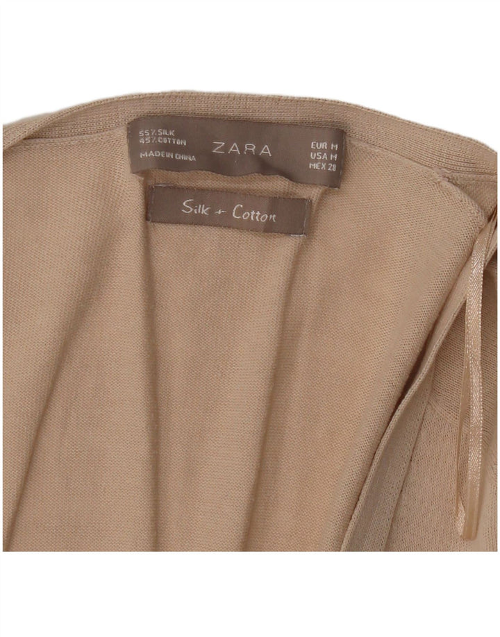 Zara Γυναικεία Ζακέτα Longline UK 14 Medium Beige Silk