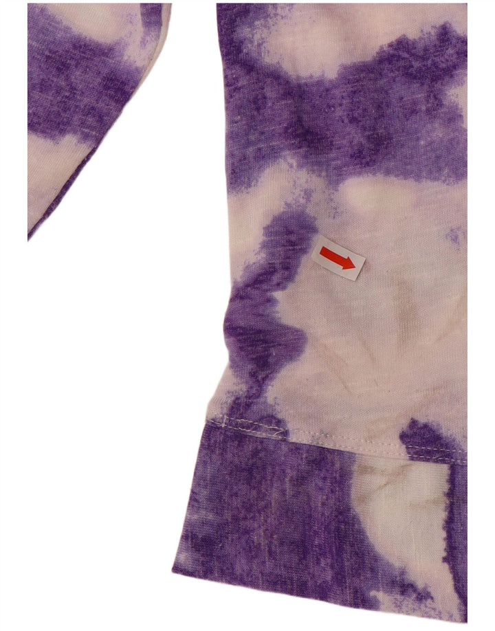 MARKS & SPENCER Womens Top Long Sleeve UK 12 Medium Purple Tie Dye