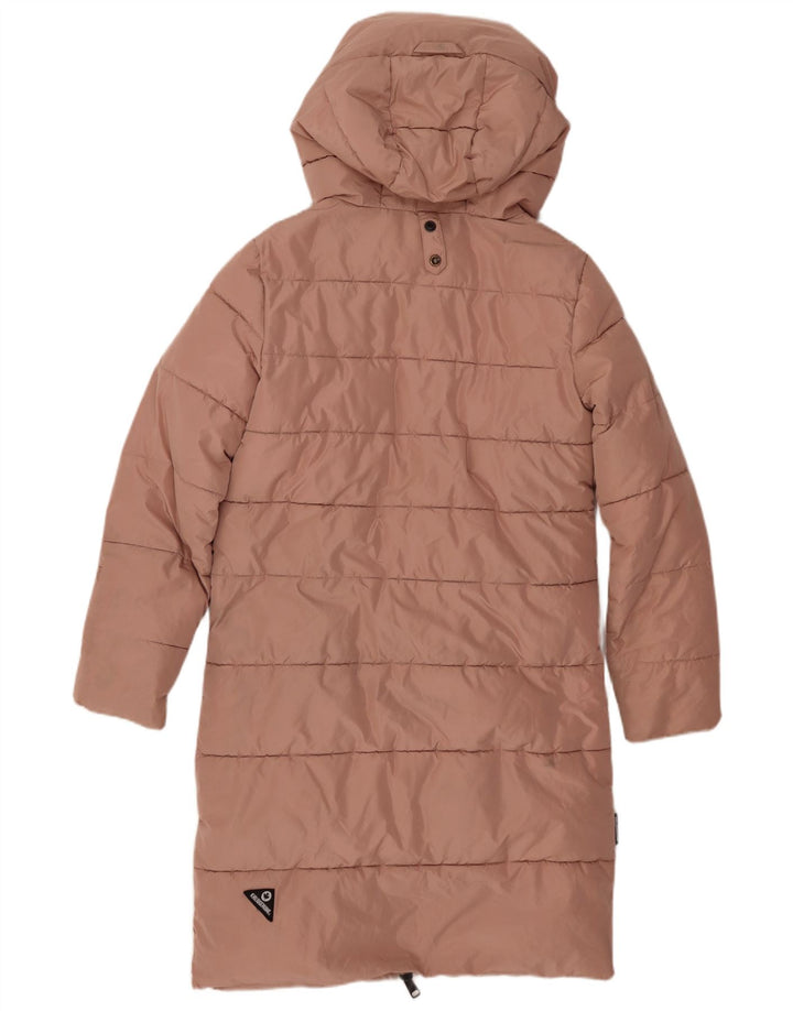 KHUJO Γυναικείο παλτό με κουκούλα μεγάλου μεγέθους UK 6 XS ροζ πολυεστέρας