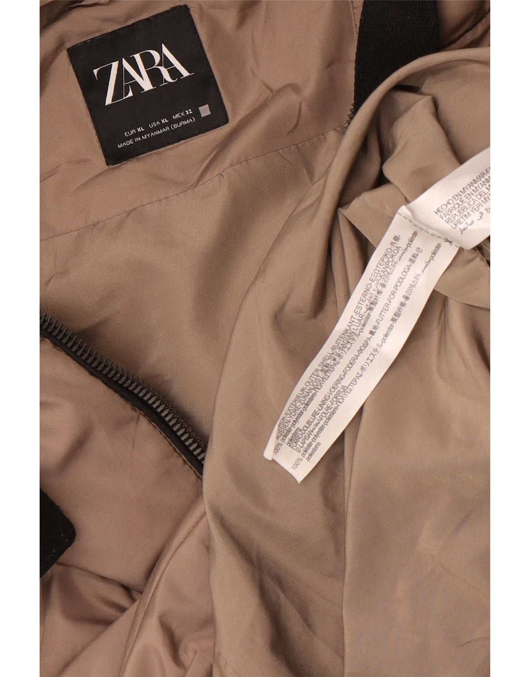 Zara Γυναικείο παλτό με κουκούλα μεγάλου μεγέθους, UK 18 XL καφέ πολυεστέρας