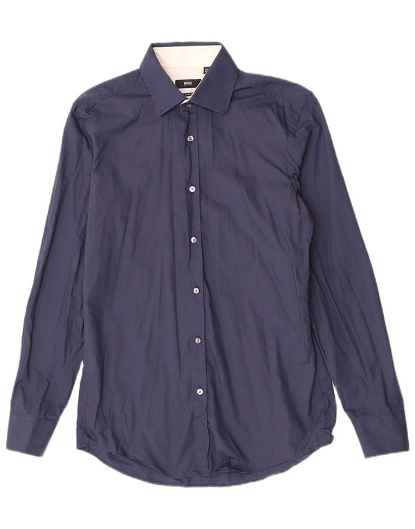Ανδρικό πουκάμισο Hugo Boss Slim Fit Size 40 15 3/4 Medium Navy Blue Cotton